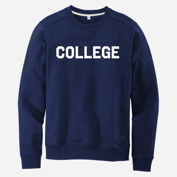 College Sweatshirt with College Seal on Back DISTRICT® Re-Fleece™ Crew(Direct To Film Transfer Print) Thumbnail
